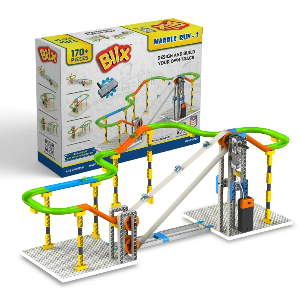 Blix Marble Run 2 – Motorized Conveyor, 4+ Models, STEM Toy for Kids Aged 8+, Develops Construction Skills & Problem-Solving