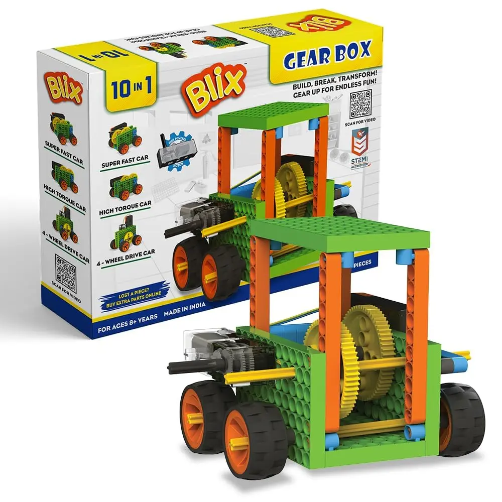 Blix Gear Box – 100+ Piece Robotics Toy for Kids Aged 8+, 10 Models, Develops Critical Thinking & Problem-Solving Skills
