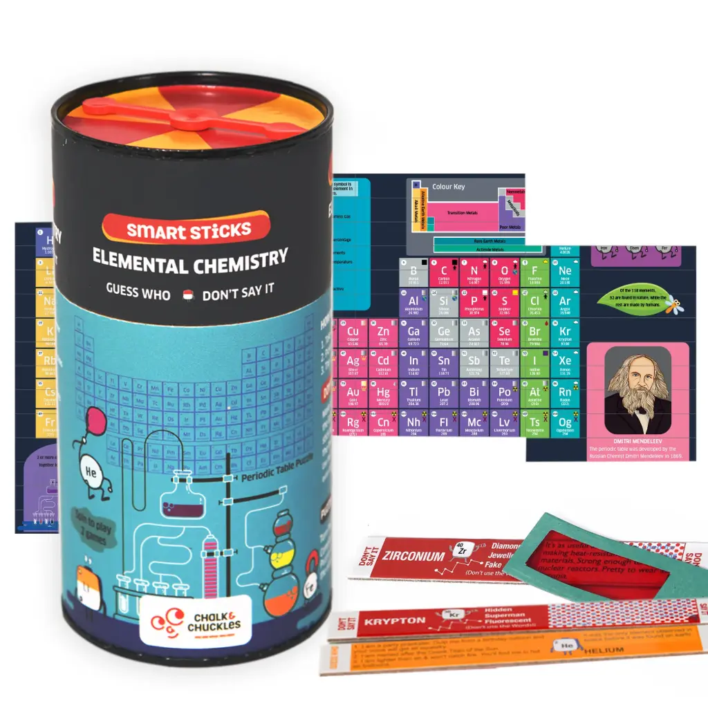 Smart Sticks: Elemental Chemistry – Fun Periodic Table Learning Game for Kids (Ages 8–12) | Educational STEM Trivia by Chalk & Chuckles
