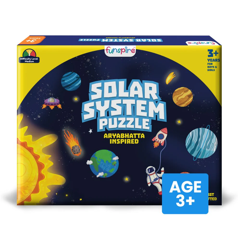 Solar System Wooden Floor Puzzle for Kids | 37-Piece Set with Flash Cards, Coloring Sheet & Learning Guide | Ages 3+