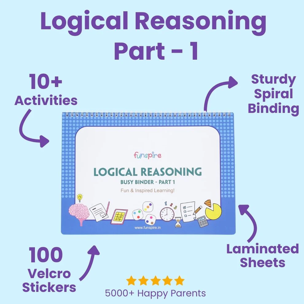 Toddler Logic & Reasoning Activity Binder- Part 1 | Educational Busy Book with Puzzles, Sorting, and Sequencing for Ages 2–5