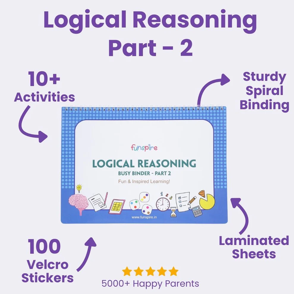 Toddler Logic & Reasoning Activity Binder- Part 2 | Educational Busy Book with Pattern Recognition, Coding & Sequencing | Ages 3–7