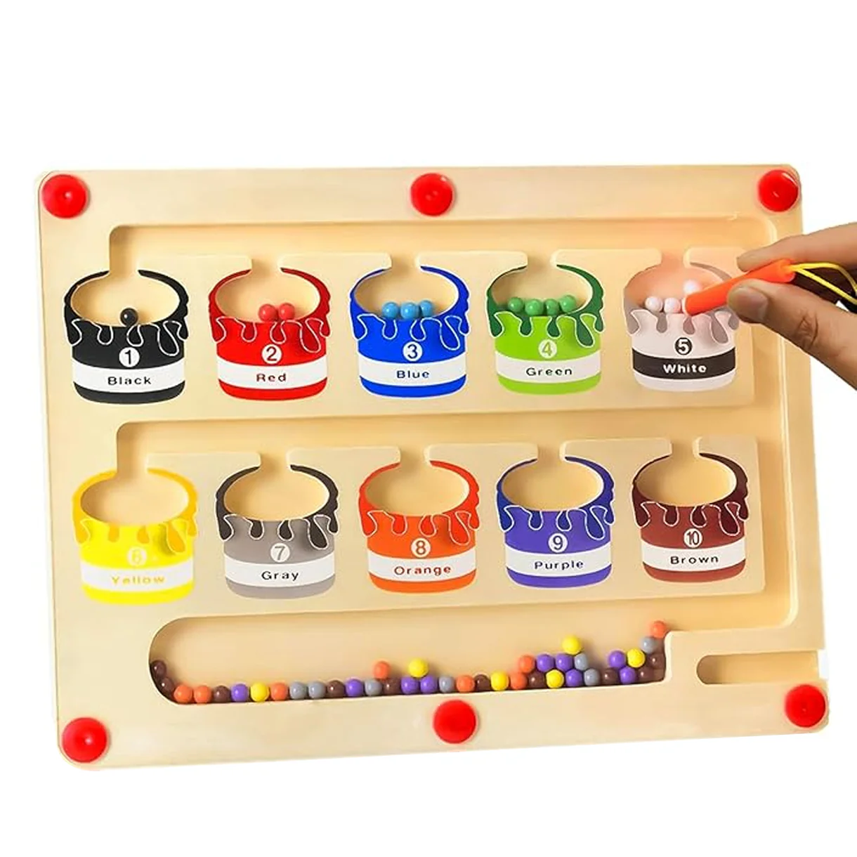 Magnetic Color Sorting Board for Toddlers | Montessori Wooden Toy for Color Matching & Fine Motor Skill Development | Ages 3+ 