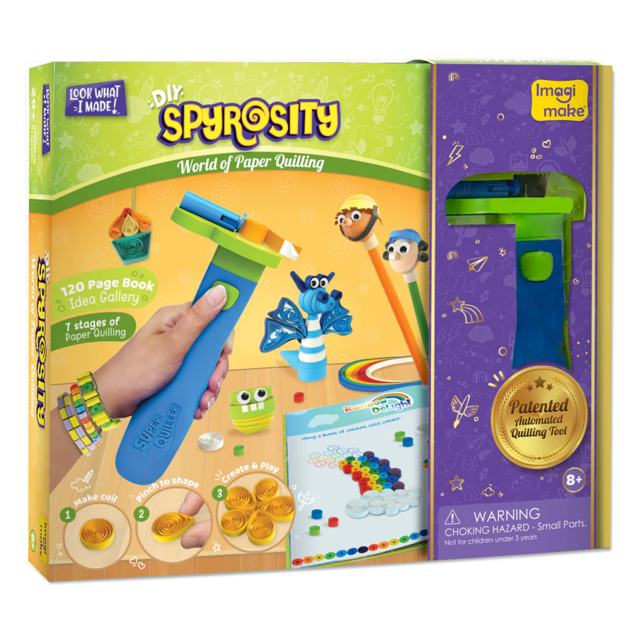 Imagimake World of Paper Quilling DIY Craft Kit for Kids | Includes Super Quiller Tool, 550 Strips & 120-Page Guide | Ages 7+