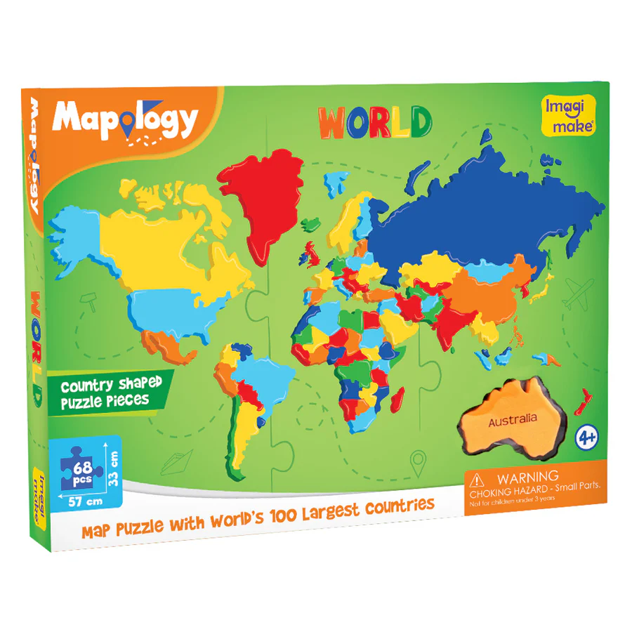 Imagimake Mapology World Puzzle | Educational Foam Map Toy with 65 Country Pieces | Ages 4+