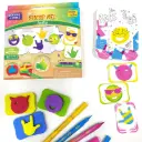Imagimake Stamp Art Smiley Kit for Kids | 12 Washable Smiley Face Stamps & Dual-Tip Pens | Ages 3+
