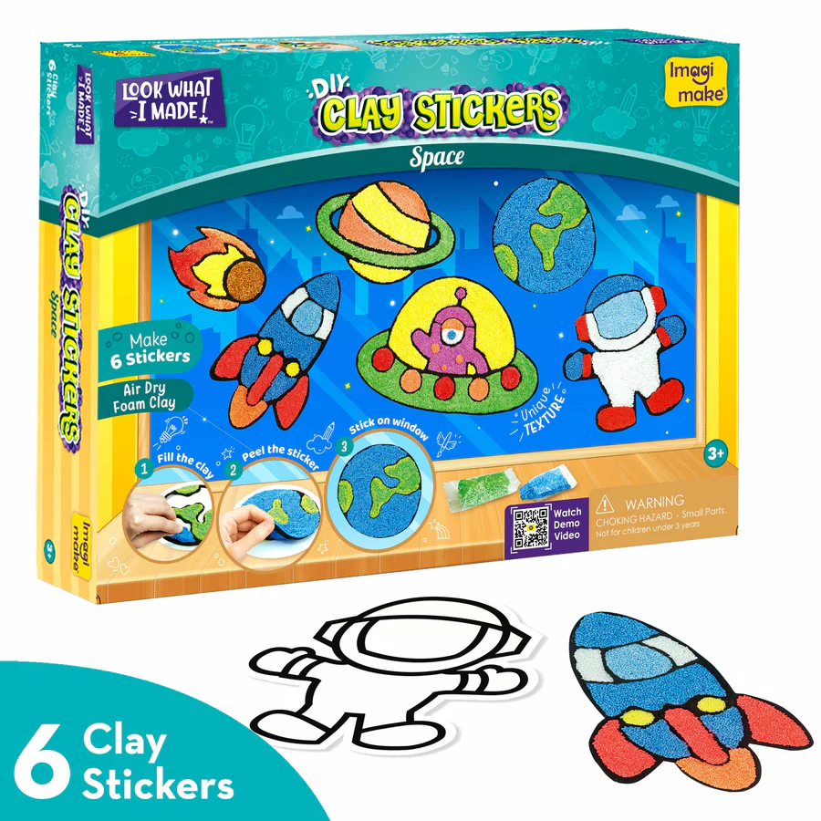 Imagimake Space Adventure Clay Stickers Kit  3D Space-Themed Clay & Sticker Activity Set for Kids (Ages 4+)