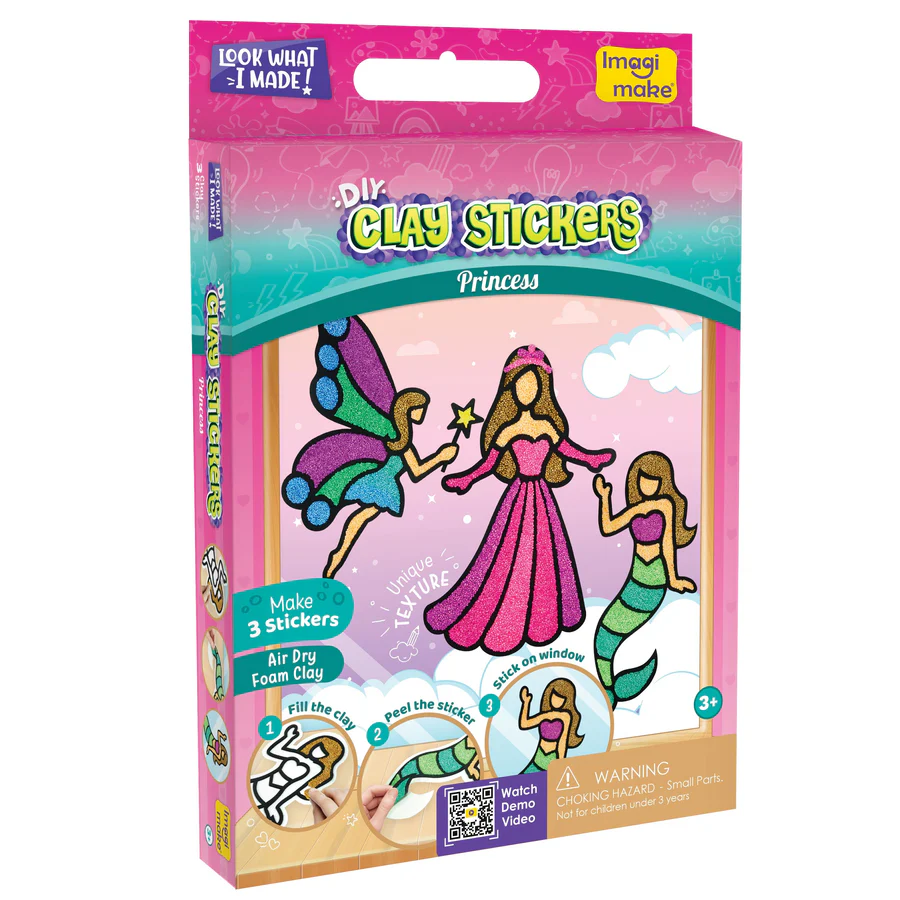 Imagimake Clay Stickers – Princess Theme DIY Craft Kit for Kids  Reusable Stickers with Clay Art Activity (Ages 3+)