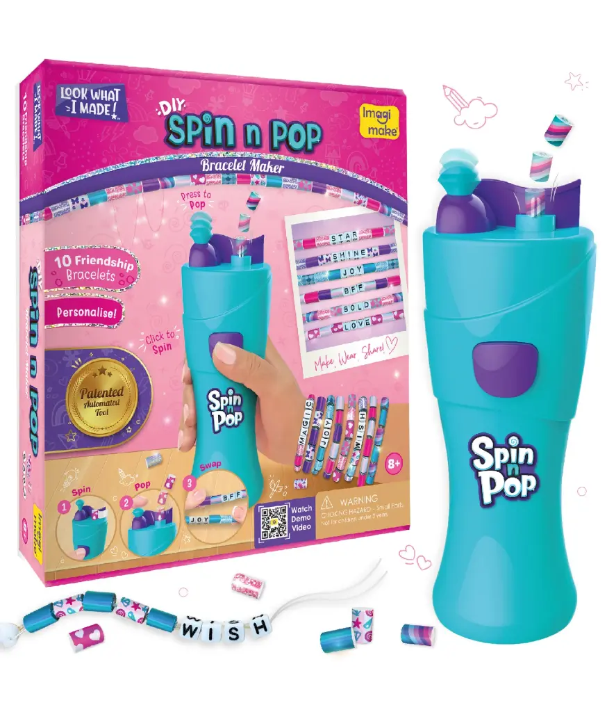 Imagimake Spin N Pop Bracelet Maker for Kids  DIY Pop Bead Jewellery Craft Kit with Spinning Tool – Make Bracelets & Accessories (Ages 5+)