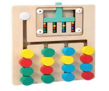 CurioSparks Wooden Color Slide Puzzle – Montessori Matching Game, Compact Road‑Trip Learning Toy (Ages 3‑8)