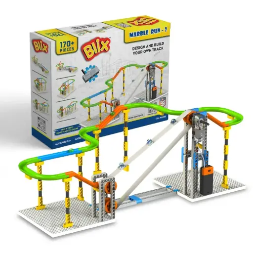 [BLXSTM002] Blix Marble Run 2 – Motorized Conveyor, 4+ Models, STEM Toy for Kids Aged 8+, Develops Construction Skills & Problem-Solving