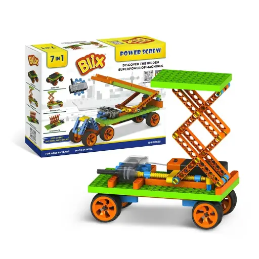 [BLXSTM006] Blix Power Screw – Robotics Kit for Kids, 7 Motorized Models, Ages 8+, Build Your Own Creations