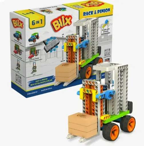 [BLXSTM008] Blix Rack & Pinion – Robotics Kit for Kids, 6 Models, Learn Rotary & Linear Motion, Ages 8+