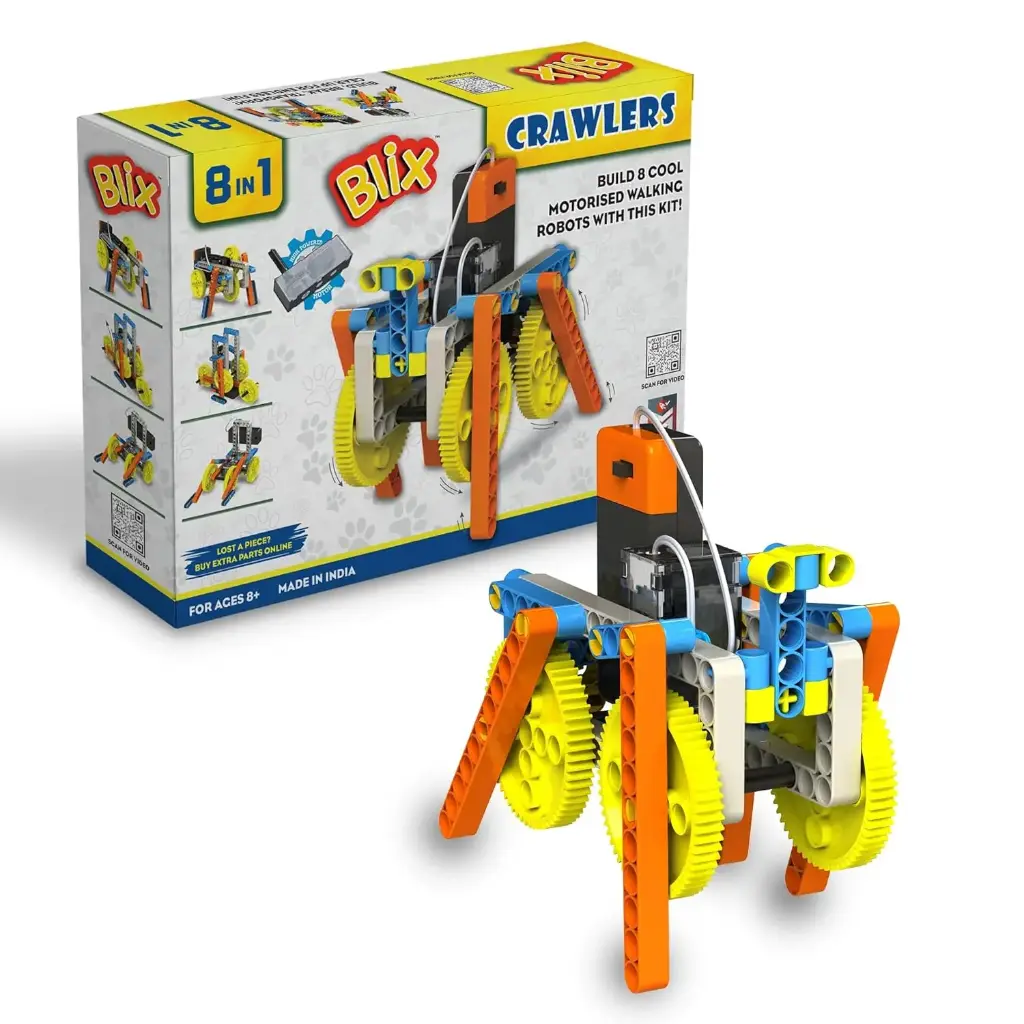 [BLXSTM010] Blix Crawlers – Robotics Kit for Kids, 8 Motorized Walking Robots, Learn Gears & Walking Mechanisms, Ages 8+