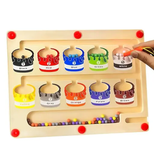 [PZLKDL001] Magnetic Color Sorting Board for Toddlers | Montessori Wooden Toy for Color Matching & Fine Motor Skill Development | Ages 3+ 