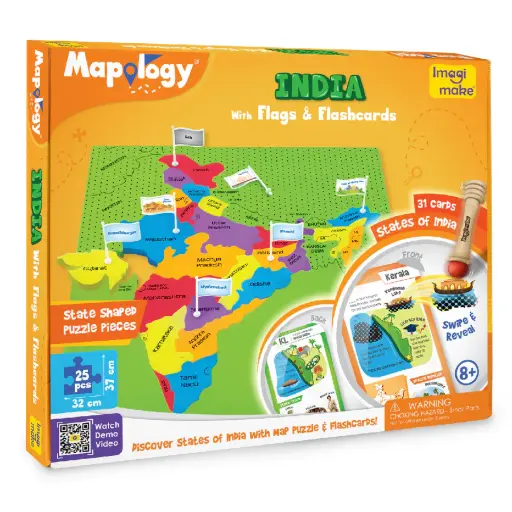 [PZLIMG007] Imagimake Mapology India Map Puzzle with Flashcards & Capitals  Interactive EVA Foam Geography Game  Ages 8+