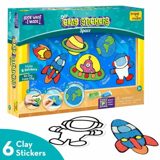 [ARTIMG014] Imagimake Space Adventure Clay Stickers Kit  3D Space-Themed Clay & Sticker Activity Set for Kids (Ages 4+)
