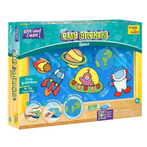 [ARTIMG015] Imagimake Wonderland Clay Stickers Kit  6 DIY Foam Clay Stickers & 12 Air-Dry Color Pouches  Ages 3+  Travel-Friendly, Mess-Free