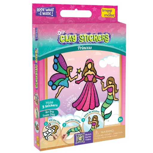 [ARTIMG016] Imagimake Clay Stickers – Princess Theme DIY Craft Kit for Kids  Reusable Stickers with Clay Art Activity (Ages 3+)