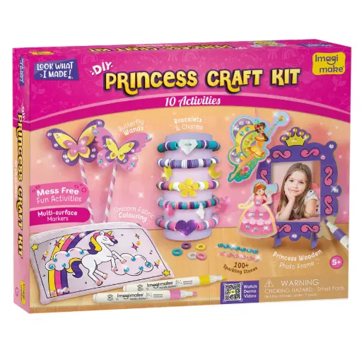 [ARTIMG026] Imagimake DIY Princess Craft Kit for Girls  10+ Royal-Themed Art & Craft Activities  Make Your Own Crowns, Jewelry & More (Ages 5+) 