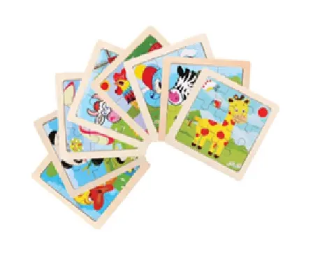 [PZLUSH002] CurioSparks Wooden Animal Puzzle with Base (15×15 cm) – Toddler Jigsaw Game for Shape & Color Learning