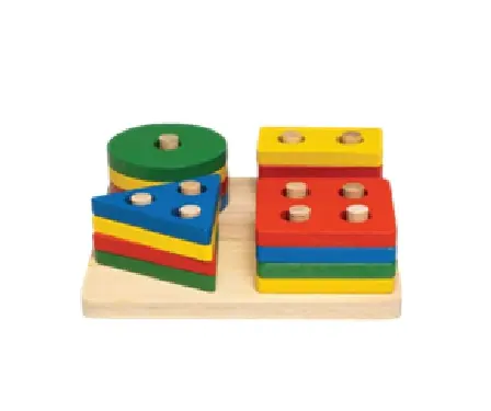 [EDUSUH009] CurioSparks Wooden Geometric Shape Stacker – Square Base Montessori Stacking Toy for Shape & Color Learning