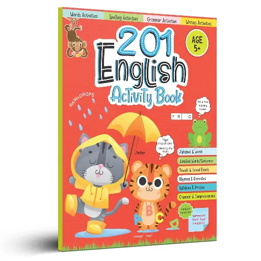 [BKSWND0007] 201 English Activity Book: Fun Activities & Grammar Exercises for Kids (Alphabet, Words, Rhymes, Opposites)