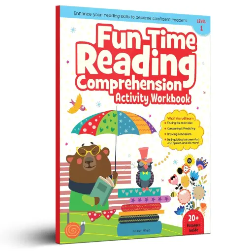 [BKSWND009] Fun Time Reading Comprehension Activity Workbook – Level 1  48 Pages of Word Puzzles, Synonyms, Antonyms & Sentence Building